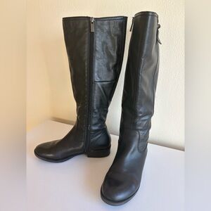 Black Leather Knee-High Boots